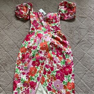 NWT ASTR The Label Puff Sleeve Zurina‎ Floral Cottage Dress Women's Size S